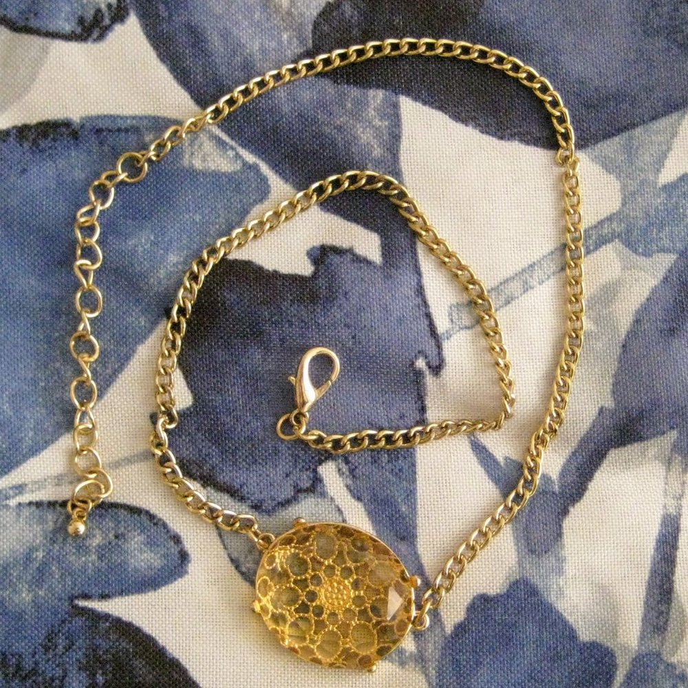 Gold Amber Jewel Necklace